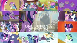 Size: 1978x1113 | Tagged: safe, derpibooru import, edit, edited screencap, editor:quoterific, screencap, coconut palm, cranberry pit, ginger tea, grape stem, iron will, night light, princess cadance, princess flurry heart, scribble pad, shining armor, star tracker, stratus wind, twilight sparkle, twilight sparkle (alicorn), twilight velvet, alicorn, pony, unicorn, once upon a zeppelin, angry, bag, butt, female, glowing horn, green face, gritted teeth, horn, magic, magic aura, mare, open mouth, plot, rage, sad, saddle bag, shocked, twibutt
