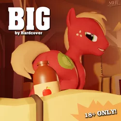 Size: 2160x2160 | Tagged: suggestive, artist:moorsheadfalling, derpibooru import, big macintosh, earth pony, 3d, blender, censored, fanfiction cover, male, solo, solo male, strategically covered