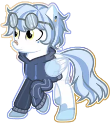 Size: 1280x1421 | Tagged: safe, artist:whiteplumage233, derpibooru import, oc, pegasus, pony, clothes, goggles, hoodie, male, simple background, solo, stallion, transparent background