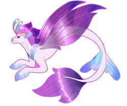 Size: 4300x3600 | Tagged: safe, artist:sashakruchkinatv, derpibooru import, queen novo, seapony (g4), my little pony: the movie, closed mouth, clothes, colored wings, crown, female, fins, fin wings, fish tail, jewelry, purple eyes, purple tail, purple wings, queen, regalia, see-through, simple background, smiling, solo, tail, transparent background, wings