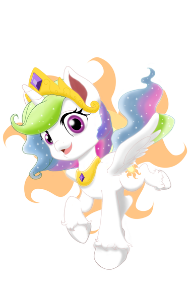 Size: 1200x1920 | Tagged: safe, artist:theroyalprincesses, derpibooru import, princess celestia, alicorn, pony, my little pony: pony life, chibi, crown, cute, cutelestia, cutie mark background, female, jewelry, mare, regalia, simple background, solo, unshorn fetlocks