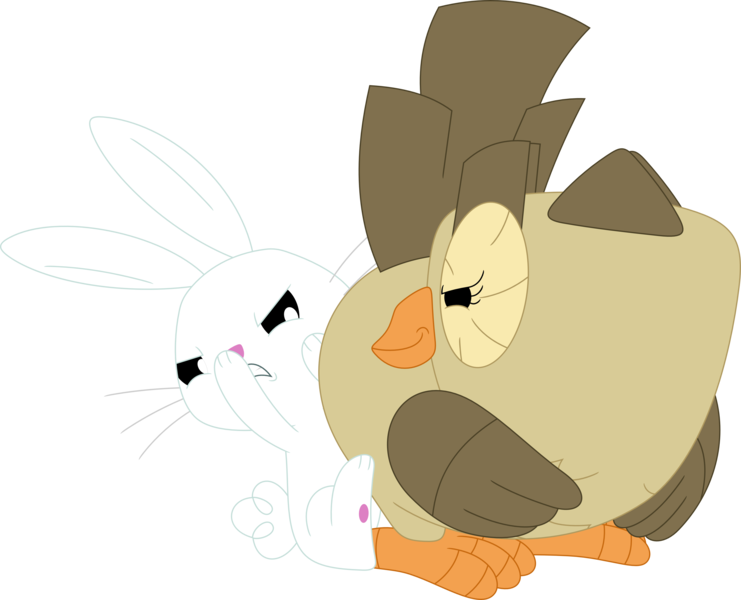 Size: 3567x2889 | Tagged: abuse, angel bunny, angelbuse, angry, animal, animal abuse, artist:porygon2z, bird, butt, derpibooru import, kiss my ass, male, owl, owlowiscious, rabbit, safe, simple background, transparent background, vector