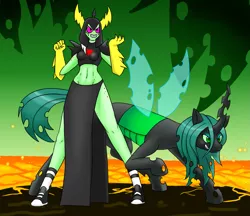 Size: 1389x1200 | Tagged: safe, artist:livinlovindude, derpibooru import, queen chrysalis, human, clothes, converse, crossover, lord dominator, shoes, wander over yonder