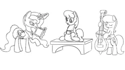 Size: 1920x1080 | Tagged: suggestive, artist:spritepony, derpibooru import, cheerilee, octavia melody, princess luna, alicorn, earth pony, pony, abdl, bipedal, book, cello, desk, diaper, diaper fetish, fetish, lineart, magic, musical instrument, non-baby in diaper, poofy diaper, presenting, sitting, sketch, standing, telekinesis