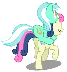 Size: 956x1024 | Tagged: artist needed, safe, deleted from derpibooru, derpibooru import, bon bon, lyra heartstrings, sweetie drops, earth pony, pony, unicorn, duo, eyes closed, female, lesbian, lyra riding bon bon, lyrabon, mare, open mouth, ponies riding ponies, riding, shipping, simple background, transparent background, vector, walking