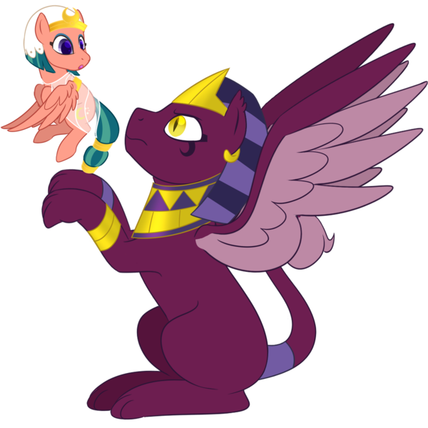 Size: 1200x1200 | Tagged: safe, alternate version, artist:enigmadoodles, derpibooru import, somnambula, sphinx (character), pegasus, pony, sphinx, simple background, transparent background