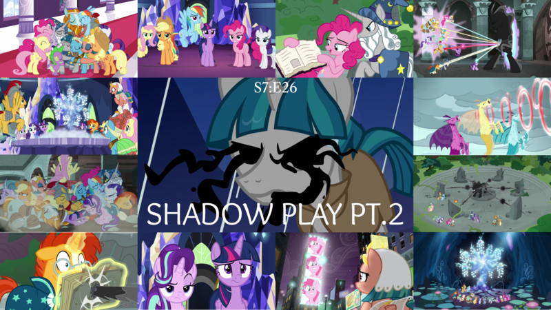 Size: 1966x1107 | Tagged: safe, derpibooru import, edit, edited screencap, editor:quoterific, screencap, adagio dazzle, applejack, aria blaze, flash magnus, fluttershy, meadowbrook, mistmane, pinkie pie, pony of shadows, rainbow dash, rarity, rockhoof, somnambula, sonata dusk, star swirl the bearded, starlight glimmer, stygian, sunburst, tree of harmony, twilight sparkle, twilight sparkle (alicorn), alicorn, earth pony, pegasus, pony, unicorn, shadow play, book, element of generosity, element of honesty, element of kindness, element of laughter, element of loyalty, element of magic, elements of harmony, glowing horn, horn, laser, magic, magic aura, mane six, open mouth, pillars of equestria, starlight is not amused, the dazzlings, unamused