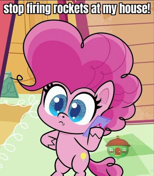 Size: 941x1080 | Tagged: safe, derpibooru import, edit, edited screencap, screencap, pinkie pie, earth pony, pony, my little pony: pony life, pinkie pie: hyper-helper, spoiler:pony life s01e06, bipedal, caption, cropped, cutie mark, grand theft auto, gta v, image macro, implied rockets, mobile phone, phone, smartphone, text, treehouse logo