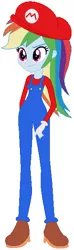 Size: 178x598 | Tagged: safe, artist:selenaede, artist:user15432, derpibooru import, rainbow dash, human, equestria girls, barely eqg related, base used, cap, clothes, cosplay, costume, crossover, crossover shipping, female, gloves, hat, male, maridash, mario, mario's hat, nintendo, overalls, red hat, shirt, shoes, straight, super mario bros., undershirt