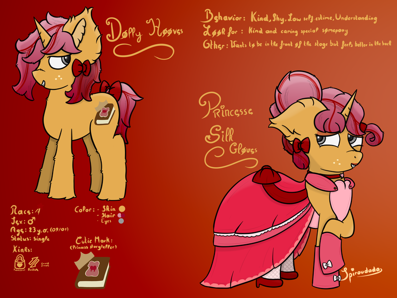 Size: 2000x1500 | Tagged: safe, artist:spiroudada, derpibooru import, oc, oc:silk gloves, pony, unicorn, clothes, crossdressing, cute, dress, male, pink dress, ponysona, princess, princess dress, reference sheet, stallion