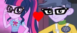 Size: 924x397 | Tagged: safe, deleted from derpibooru, derpibooru import, edit, edited screencap, screencap, microchips, sci-twi, twilight sparkle, equestria girls, female, male, microlight, shipping, shipping domino, straight