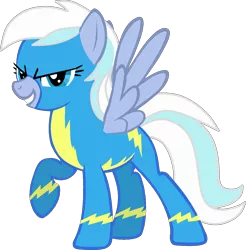 Size: 1290x1310 | Tagged: safe, artist:magicbases, artist:pegasski, derpibooru import, oc, oc:silver syclone, unofficial characters only, pegasus, pony, base used, clothes, female, mare, pegasus oc, simple background, smiling, smirk, solo, transparent background, uniform, wings, wonderbolts uniform