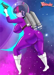 Size: 2496x3471 | Tagged: suggestive, artist:ribiruby, derpibooru import, sci-twi, twilight sparkle, equestria girls, adorasexy, ass, astronaut, big breasts, boobs and butt pose, boots, breasts, busty sci-twi, busty twilight sparkle, butt, clothes, commission, curvy, cute, dat butt, erect nipples, gloves, jetpack, laser, latex, latex suit, looking over shoulder, meme, nebula, nipple outline, pinup, planet, raygun, retro, sci-twibutt, science fiction, sexy, shiny, shoes, sideboob, skintight clothes, space, space helmet, spacesuit, stars, the ass was fat, thick, thighs, twiabetes, twibutt