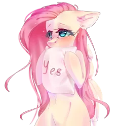 Size: 2000x2184 | Tagged: safe, artist:jun1313, derpibooru import, fluttershy, pegasus, pony, semi-anthro, bipedal, cute, female, floppy ears, high res, holding, mare, messy mane, pillow, shyabetes, simple background, solo, transparent background, yes