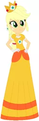 Size: 194x591 | Tagged: safe, artist:selenaede, artist:user15432, derpibooru import, applejack, human, equestria girls, apple daisy, barely eqg related, base used, clothes, cosplay, costume, crossover, crown, dress, ear piercing, earring, gloves, gown, hands on hip, image, jewelry, nintendo, piercing, png, princess daisy, princess dress, regalia, super mario bros., yellow dress