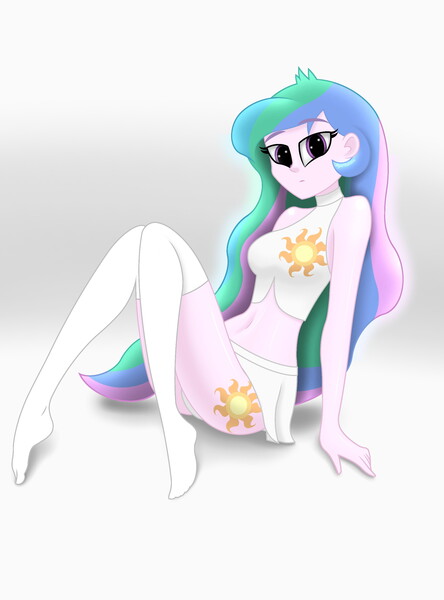 Size: 2000x2700 | Tagged: safe, artist:aryatheeditor, derpibooru import, princess celestia, equestria girls, adorasexy, ass, bedroom eyes, belly, belly button, bikini, bikini top, breasts, bust, butt, clothes, cute, cutelestia, cutie mark, cutie mark on clothes, cutie mark on equestria girl, digital art, female, glow, hips, jewelry, long socks, looking at you, midriff, miniskirt, outfit, pose, principal celestia, regalia, sexy, shiny, simple background, sitting, skirt, sleeveless, socks, solo, stocking feet, stockings, swimsuit, thigh highs, thighs, white background