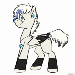 Size: 2000x2000 | Tagged: safe, artist:jellysiek, derpibooru import, oc, unofficial characters only, pegasus, pony, ear piercing, earring, hoof wraps, jewelry, necklace, piercing, smiling, solo, tail wrap