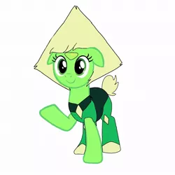 Size: 1080x1080 | Tagged: safe, artist:lorelaifanart, derpibooru import, ponified, earth pony, pony, base used, clothes, eyelashes, female, mare, peridot (steven universe), simple background, smiling, solo, steven universe, white background