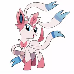 Size: 1080x1080 | Tagged: safe, artist:lorelaifanart, derpibooru import, ponified, pony, sylveon, base used, eyelashes, female, mare, open mouth, pokémon, simple background, smiling, solo, white background