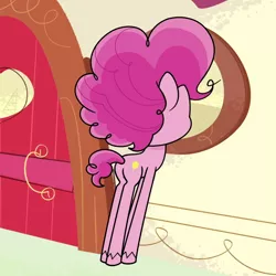 Size: 1080x1080 | Tagged: safe, derpibooru import, screencap, pinkie pie, earth pony, pony, my little pony: pony life, spoiler:pony life s01e17, spoiler:pony life s01e27, balloonbutt, butt, cropped, female, impossibly long legs, mare, plot, ponies of the moment, solo