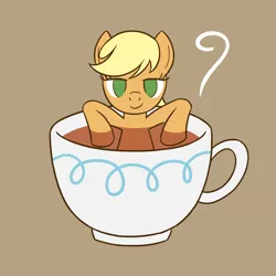 Size: 2000x2000 | Tagged: safe, artist:sazanamibd, derpibooru import, applejack, earth pony, pony, cup, food, simple background, solo, tea, teacup