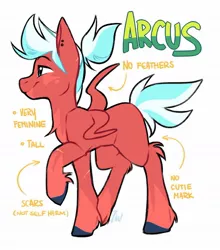 Size: 1080x1225 | Tagged: safe, artist:zymaani, derpibooru import, oc, oc:arcus, unofficial characters only, anthro, pegasus, pony, colored hooves, ear piercing, featherless, hoof fluff, male, pegasus oc, piercing, raised hoof, reference sheet, smiling, solo, stallion, wings
