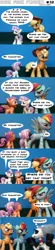 Size: 1756x8040 | Tagged: safe, artist:eskerata, derpibooru import, applejack, rainbow dash, scootaloo, sweetie belle, pegasus, pony, unicorn, the break up breakdown, bone pone funnies, comic, corrupted, dark comedy, funny