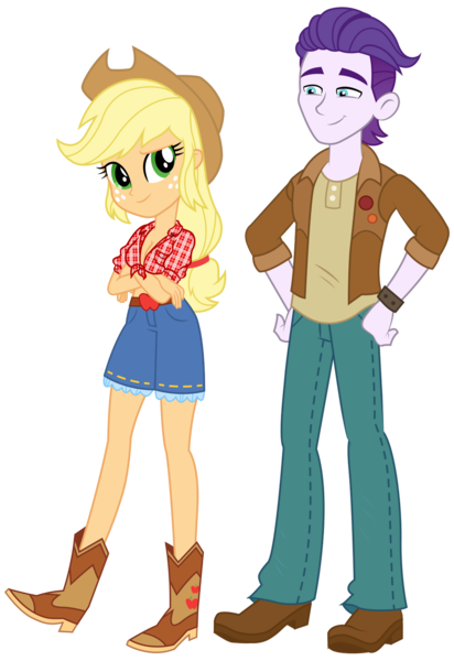 Size: 1650x2402 | Tagged: safe, artist:imperfectxiii, artist:maretrick, artist:mlgskittles, derpibooru import, edit, edited edit, editor:slayerbvc, vector edit, applejack, dirk thistleweed, accountibilibuddies, equestria girls, equestria girls series, spoiler:choose your own ending (season 2), spoiler:eqg series (season 2), accountibilibuddies: rainbow dash, appledirk, applejack's hat, boots, braless, breasts, cleavage, clothes, cowboy boots, cowboy hat, crossed arms, denim shorts, female, front knot midriff, hat, jacket, jeans, male, midriff, pants, sfw edit, shipping, shirt, shoes, shorts, simple background, stetson, straight, transparent background, vector, wristband