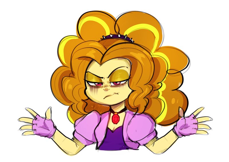 Size: 3507x2481 | Tagged: safe, artist:techycutie, derpibooru import, adagio dazzle, equestria girls, breasts, bust, cleavage, clothes, disguise, disguised siren, fingerless gloves, gem, gloves, grumpy, jewelry, mascara, necklace, running mascara, simple background, siren gem, solo, tired, white background