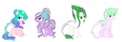 Size: 1920x660 | Tagged: safe, artist:ocean-drop, derpibooru import, oc, oc:crème de la crème, oc:gem stone, oc:precious scales, oc:radiance, unofficial characters only, dracony, hybrid, brother and sister, female, interspecies offspring, male, offspring, parent:rarity, parent:spike, parents:sparity, siblings, simple background, white background