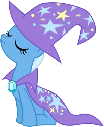 Size: 3000x3637 | Tagged: safe, artist:jeatz-axl, derpibooru import, trixie, pony, unicorn, cape, clothes, eyes closed, female, hat, mare, simple background, sitting, solo, transparent background, trixie's cape, trixie's hat, vector