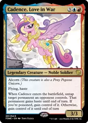 Size: 375x523 | Tagged: alicorn, armor, artist:tonyfleecs, ccg, crown, derpibooru import, edit, jewelry, magic the gathering, princess cadance, regalia, safe, trading card, trading card edit