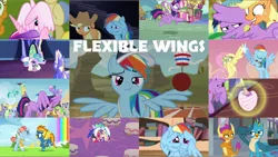 Size: 1974x1111 | Tagged: safe, derpibooru import, edit, edited screencap, editor:quoterific, screencap, apple cobbler, apple honey, apple tarty, applejack, carrot top, fluttershy, gallus, golden harvest, goldengrape, linky, pinkie pie, ponet, princess celestia, princess luna, rainbow dash, rainbowshine, rarity, red gala, shoeshine, sir colton vines iii, smolder, spike, spitfire, spring melody, sprinkle medley, star bright, starlight glimmer, sunshower raindrops, twilight sparkle, twilight sparkle (alicorn), windy whistles, alicorn, dragon, earth pony, gryphon, pegasus, pony, unicorn, a flurry of emotions, castle mane-ia, castle sweet castle, celestial advice, common ground, hurricane fluttershy, parental glideance, road to friendship, school daze, testing testing 1-2-3, the last problem, trade ya, apple family member, applejack's hat, baby, clothes, coronation dress, cowboy hat, crossed arms, crown, dragoness, dress, eyes closed, female, force field, glowing horn, goggles, hat, horn, jewelry, magic, magic aura, mane six, mouth hold, regalia, spoon, wing hands, wing pull, winged spike, wings