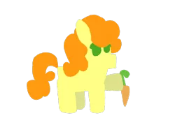 Size: 1200x857 | Tagged: safe, artist:switcharoo, derpibooru import, carrot top, golden harvest, pony, carrot, female, food, hoof hold, lineless, mare, simple background, smol, smol pony, solo, transparent background