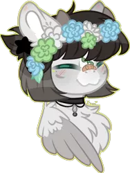 Size: 3775x5031 | Tagged: safe, artist:kurosawakuro, derpibooru import, oc, pegasus, pony, absurd resolution, bandaid, base used, bust, female, floral head wreath, flower, mare, portrait, simple background, solo, transparent background, two toned wings, wings