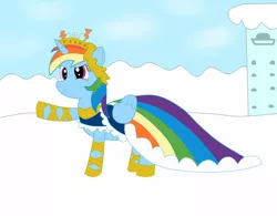 Size: 1024x800 | Tagged: alicorn, alicornified, artist:04startyonlinebc88, clothes, coronation dress, derpibooru import, dress, hoof shoes, race swap, rainbowcorn, rainbow dash, safe, solo