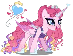 Size: 1300x1000 | Tagged: safe, artist:gihhbloonde, derpibooru import, oc, alicorn, pony, apron, base used, clothes, female, magical lesbian spawn, mare, offspring, parent:pinkie pie, parent:princess cadance, simple background, solo, transparent background