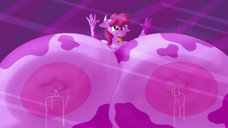 Size: 1920x1080 | Tagged: questionable, artist:sixes&sevens, derpibooru import, berry punch, berryshine, anthro, cow, minotaur, series:creature-verse, abstract background, against glass, big breasts, breaking the fourth wall, breasts, broken glass, cowified, dairy punch, drool, glass, huge breasts, hyper, hyper breasts, impossibly large breasts, lactation, milk, minotaurified, nipples, nudity, open mouth, pressed against screen, species swap, tongue out, wallpaper, wallpaper for the fearless