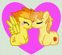 Size: 378x337 | Tagged: safe, artist:jadethepegasus, derpibooru import, braeburn, spitfire, female, male, shipping, spitburn, straight