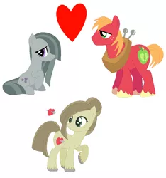 Size: 838x896 | Tagged: safe, artist:farkaska21, derpibooru import, big macintosh, marble pie, oc, earth pony, pony, female, heart, male, marblemac, mare, offspring, parent:big macintosh, parent:marble pie, parents:marblemac, shipping, simple background, stallion, straight, white background