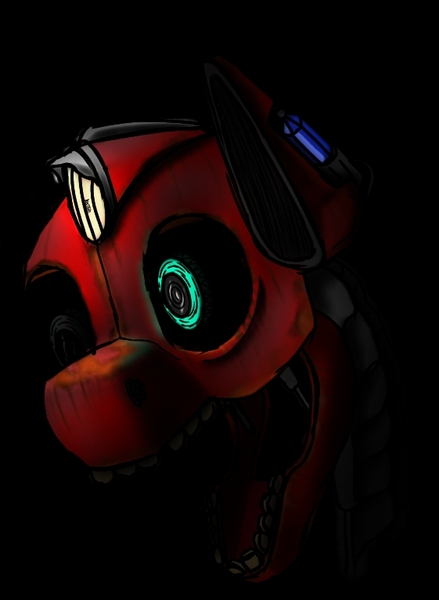 Size: 561x766 | Tagged: safe, artist:kage, derpibooru import, oc, oc:arctus, pony, robot, fallout equestria, black background, bust, portrait, simple background, solo