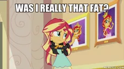 Size: 600x337 | Tagged: safe, derpibooru import, edit, edited screencap, screencap, sunset shimmer, equestria girls, my past is not today, caption, image macro, memeful.com, solo, text