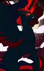 Size: 1276x2048 | Tagged: safe, artist:hecate, derpibooru import, alicorn, fallout equestria, blood moon, foe, magic, moon, remains, solo, wings