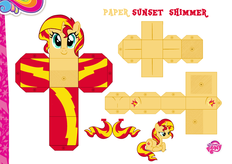 Size: 2048x1447 | Tagged: safe, artist:dashiesparkle edit, artist:grapefruitface1, derpibooru import, sunset shimmer, pony, unicorn, base used, craft, custom, irl, papercraft, photo, printable, solo, toy