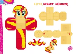 Size: 2048x1447 | Tagged: safe, artist:dashiesparkle edit, artist:grapefruitface1, derpibooru import, sunset shimmer, pony, unicorn, base used, craft, custom, irl, papercraft, photo, printable, solo, toy