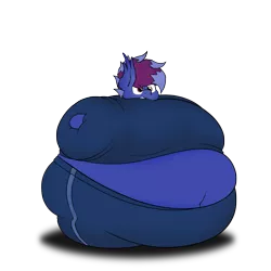 Size: 3000x3000 | Tagged: suggestive, artist:aaathebap, derpibooru import, oc, oc:aaaaaaaaaaa, unofficial characters only, bat pony, belly, big belly, blueberry, blueberry inflation, butt, fat, food, huge belly, huge butt, immobile, inflation, large butt, simple background, solo, stretchy, tight clothing, too big, tracksuit, transparent background