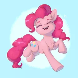 Size: 5000x5000 | Tagged: safe, artist:ls_skylight, derpibooru import, pinkie pie, earth pony, pony, absurd resolution, cheek fluff, chest fluff, commission, cute, diapinkes, eyes closed, female, mare, open mouth, smiling, solo, underhoof