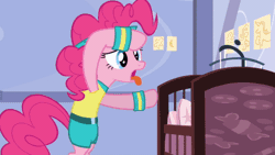 Size: 520x293 | Tagged: safe, derpibooru import, screencap, pinkie pie, earth pony, pony, a friend in deed, animated, ball, female, jacks, literal butthurt, mare, o.o, ouch, pain, shrunken pupils, workout outfit