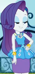 Size: 980x2045 | Tagged: safe, derpibooru import, screencap, rarity, equestria girls, equestria girls series, sock it to me, spoiler:eqg series (season 2), canterlot high, clothes, cropped, cute, diamond, dress, female, geode of shielding, gold, hand on hip, jewelry, legs, lidded eyes, magical geodes, makeup, necklace, outdoors, pencil skirt, raribetes, rarity peplum dress, sleeveless, smiling, soccer field, sock it to me: rarity, waistband, wrist cuffs