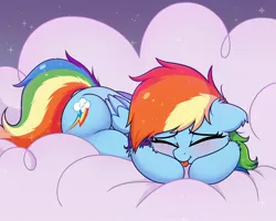 Size: 2048x1638 | Tagged: safe, artist:darkynez, artist:heavymetalbronyyeah, derpibooru import, rainbow dash, pegasus, pony, :p, blushing, cheek fluff, cloud, cute, dashabetes, ear fluff, eyes closed, lying down, on a cloud, prone, solo, tongue out